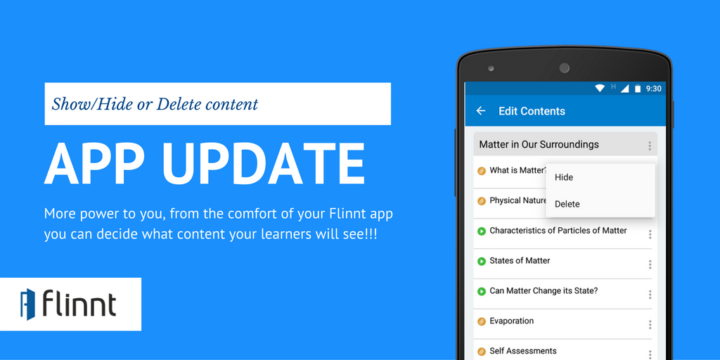 Flinnt Update for Educators: Now Exercise Control over the ‘Contents’ Section Using Our Mobile App!